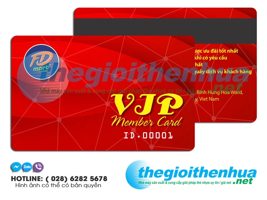 Thẻ Vip được sản xuất bằng nhựa pvc
